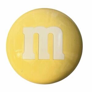 Vintage Yellow M&M’s Candy Container 2-Piece Large Round Plastic Storage Bowl 7”